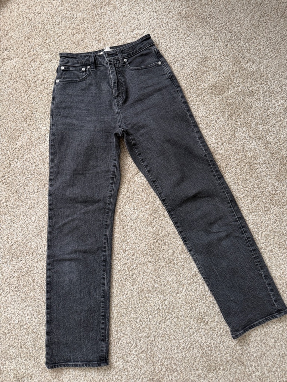 Madewell Washed Black High-Rise Straight Leg Jeans